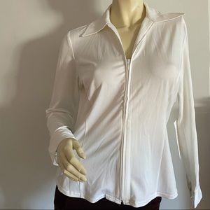 Josephine chaus collared zip up shirt